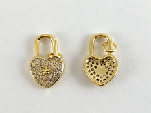 Load image into Gallery viewer, Real Gold 18K Plated Micro CZ Heart Pave Charm Over Copper 6PCS
