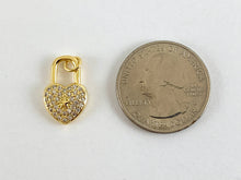 Load image into Gallery viewer, Real Gold 18K Plated Micro CZ Heart Pave Charm Over Copper 6PCS
