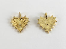 Load image into Gallery viewer, Real Gold 18K Plated Micro CZ Heart Pave Charm Over Brass 6PCS
