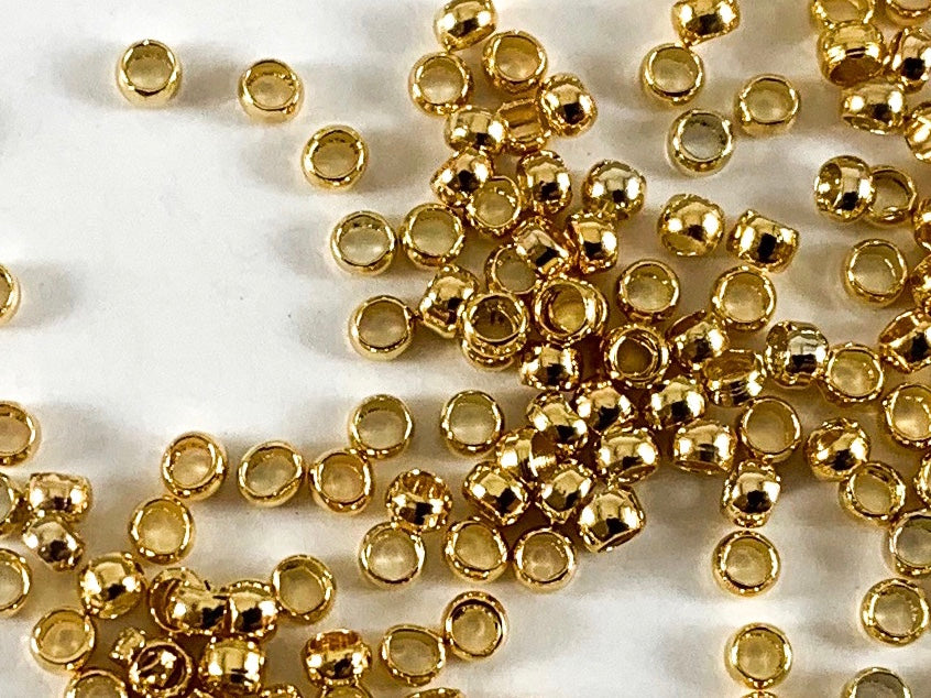 Real 18K Gold/Platinum Plated 2mm Crimping Beads 15Grams 1200pcs