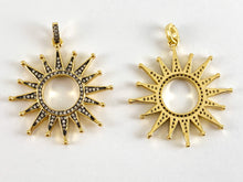 Load image into Gallery viewer, Real Gold 18K Plated Micro CZ Sun Burst Pave Charm Over Brass 2PCS
