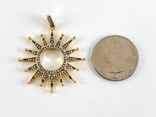 Load image into Gallery viewer, Real Gold 18K Plated Micro CZ Sun Burst Pave Charm Over Brass 2PCS
