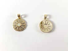 Load image into Gallery viewer, Real Gold 18K Plated CZ Pave Coin Charm Pendant with Japanese Opal 4PCS
