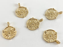 Load image into Gallery viewer, Real Gold 18K Plated Micro CZ Coin Star Pave Charm Over Brass 5PCS
