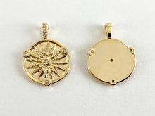 Load image into Gallery viewer, Real Gold 18K Plated Micro CZ Coin Star Pave Charm Over Brass 5PCS
