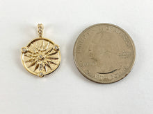 Load image into Gallery viewer, Real Gold 18K Plated Micro CZ Coin Star Pave Charm Over Brass 5PCS
