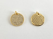 Load image into Gallery viewer, Real Gold 18K Plated Micro CZ Coin Pave Charm Over Brass 5PCS
