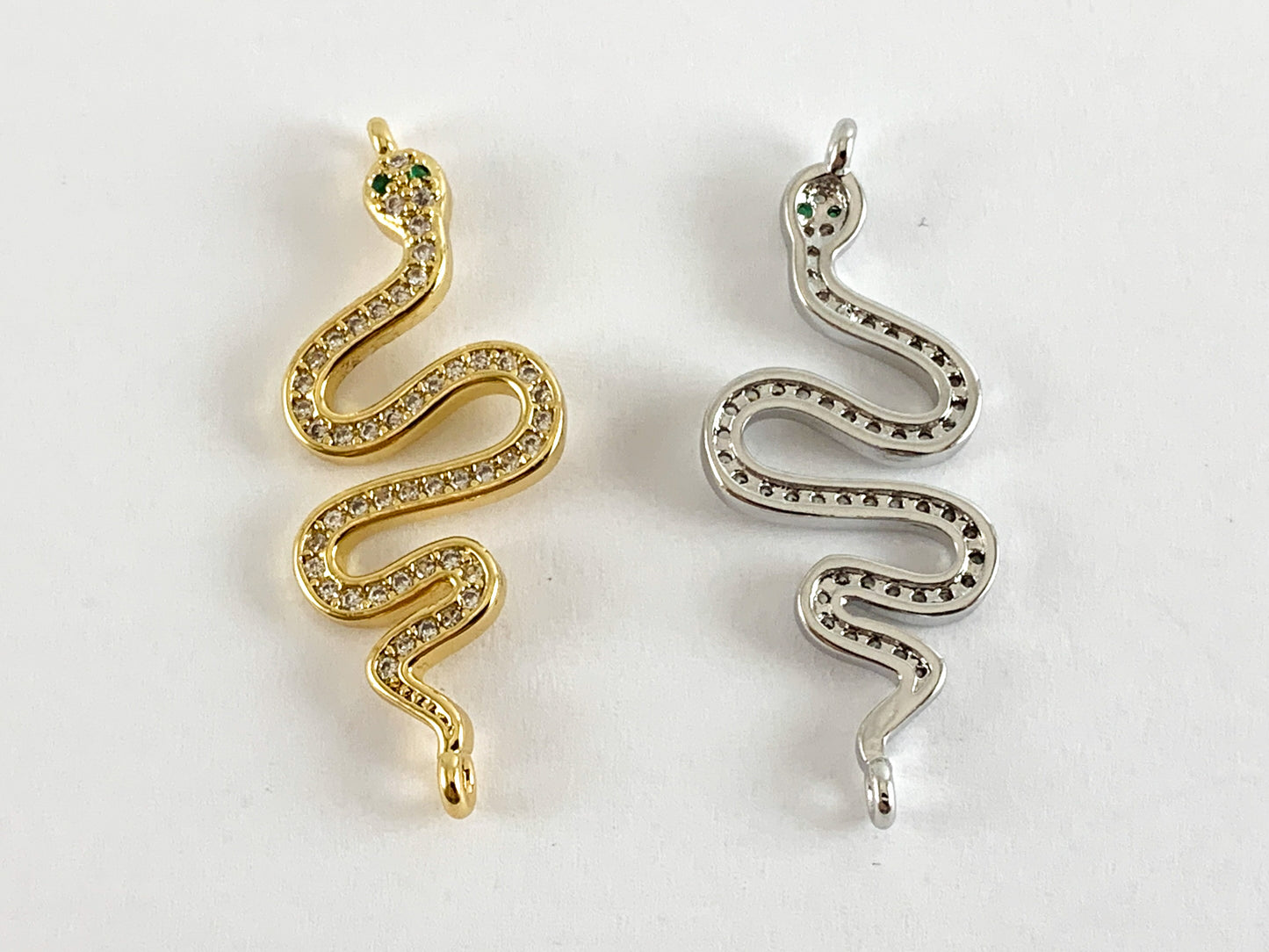 Real Gold 18K Plated Micro CZ Snake Pave Connector Over Brass 5PCS