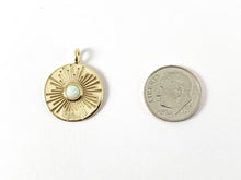 Load image into Gallery viewer, Real Gold 18K Plated CZ Pave Coin Charm Pendant with Japanese Opal 5PCS
