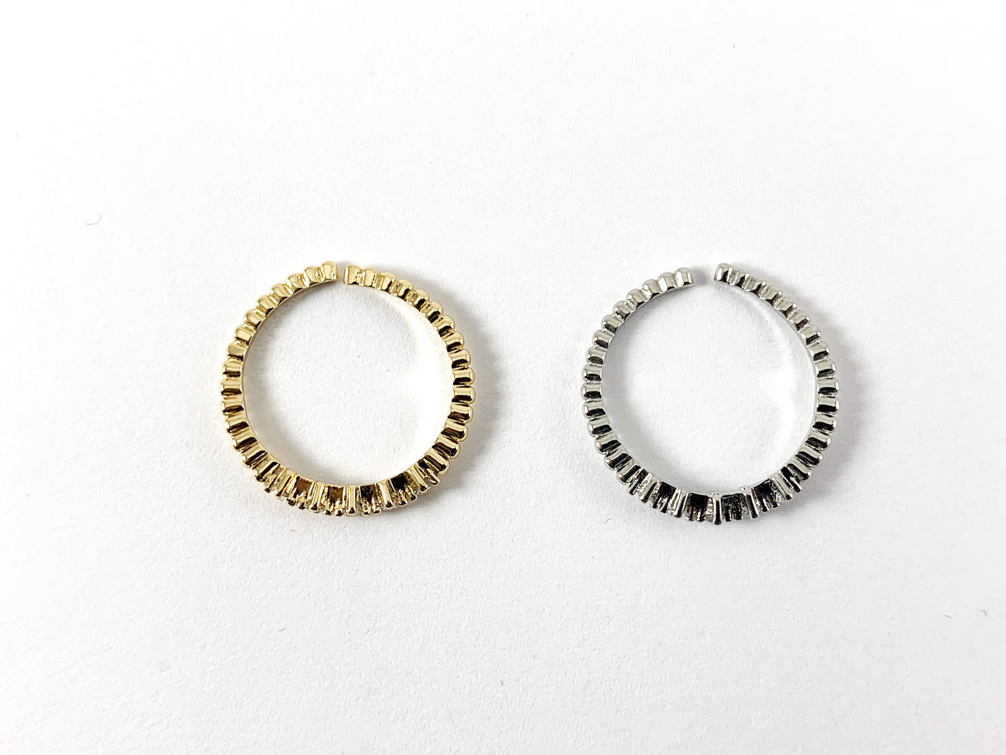 Real Gold/Platinum 18K Plated Copper CZ Pave Dainty Minimalist Adjustable Ring 5PCS