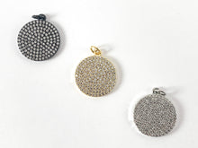 Load image into Gallery viewer, Real Gold 18K/Platinum/Gunmetal Plated Micro CZ Coin Pave Charm Over Brass 4PCS
