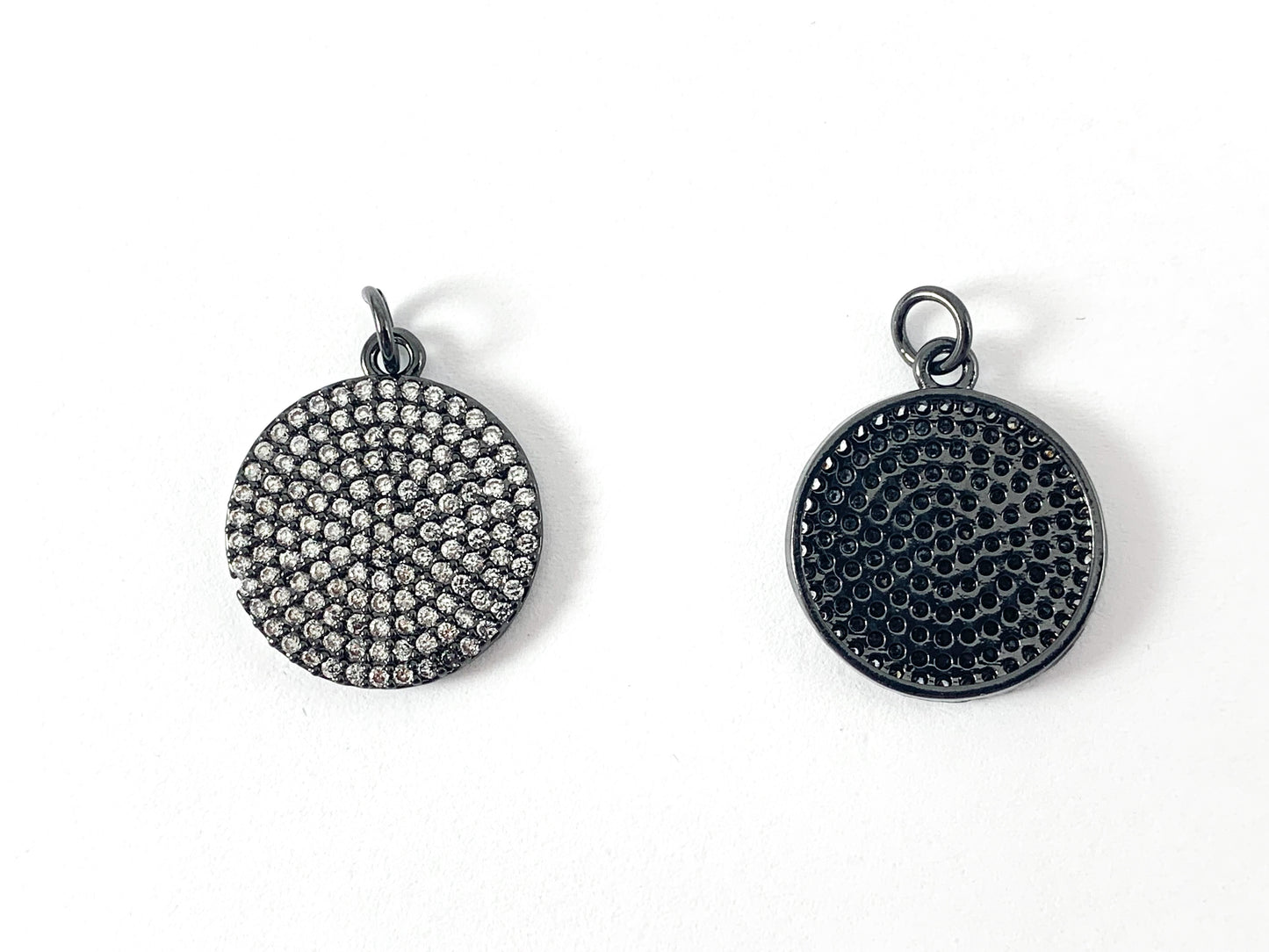 Real Gold 18K/Platinum/Gunmetal Plated Micro CZ Coin Pave Charm Over Brass 4PCS