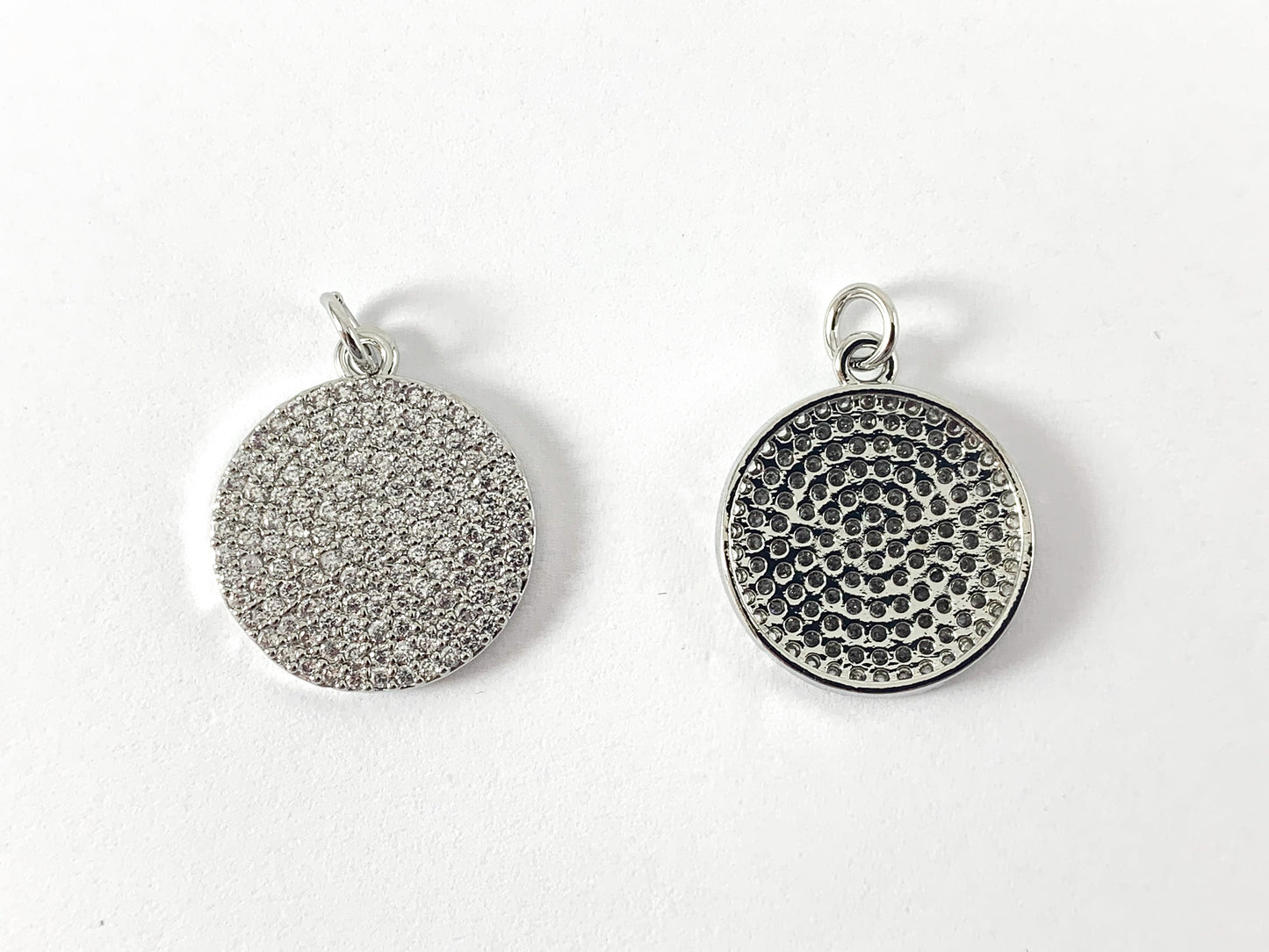 Real Gold 18K/Platinum/Gunmetal Plated Micro CZ Coin Pave Charm Over Brass 4PCS
