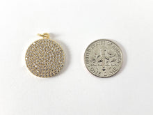 Load image into Gallery viewer, Real Gold 18K/Platinum/Gunmetal Plated Micro CZ Coin Pave Charm Over Brass 4PCS
