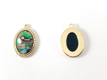 Load image into Gallery viewer, Real 18K Gold Plated Abalone Oval Charm Pendant Over Copper 6PCS
