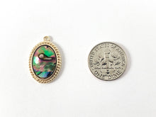 Load image into Gallery viewer, Real 18K Gold Plated Abalone Oval Charm Pendant Over Copper 6PCS
