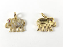 Load image into Gallery viewer, Real 18K Gold Plated CZ Pave Elephant Pendant Over Copper 4PCS
