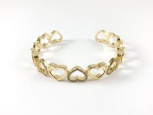 Load image into Gallery viewer, Real Gold/Platinum 18K Plated Copper CZ Pave Heart Bracelet Cuffs
