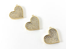 Load image into Gallery viewer, Real Gold 18K Plated Micro CZ Heart Pave Charm Over Brass
