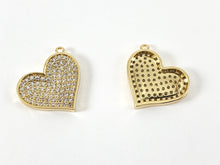 Load image into Gallery viewer, Real Gold 18K Plated Micro CZ Heart Pave Charm Over Brass
