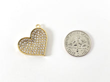 Load image into Gallery viewer, Real Gold 18K Plated Micro CZ Heart Pave Charm Over Brass
