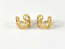 Cargar imagen en el visor de la galería, Ear Cuffs de latón con cara sonriente chapado en oro real de 18 quilates, 8 piezas
