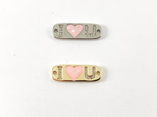 Cargar imagen en el visor de la galería, Conector pavimentado con letra I LOVE U, Micro CZ chapado en oro real de 18K/platino sobre latón, 6 uds.
