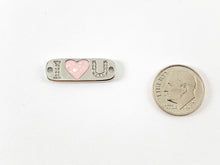 Cargar imagen en el visor de la galería, Conector pavimentado con letra I LOVE U, Micro CZ chapado en oro real de 18K/platino sobre latón, 6 uds.
