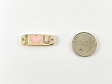 Cargar imagen en el visor de la galería, Conector pavimentado con letra I LOVE U, Micro CZ chapado en oro real de 18K/platino sobre latón, 6 uds.
