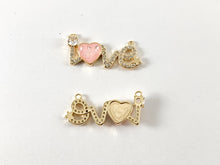 Load image into Gallery viewer, Real Gold 18K Plated Micro CZ LOVE Letter Pave Charm Connector Over Brass 6PCS
