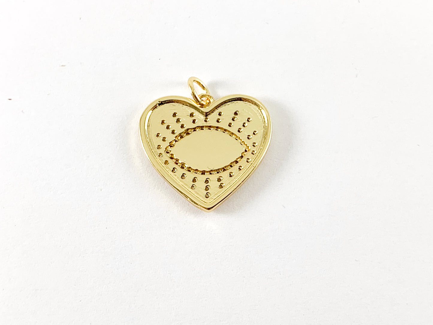 Real 18K Gold Plated Heart Evil Eye Enamel Charms Over Copper 5PCS