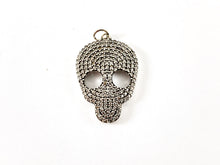 Load image into Gallery viewer, Real Gold 18K/Antique Silver Plated Micro CZ Pave Rhinestone Skull Pendant Charm Over Brass 3pcs
