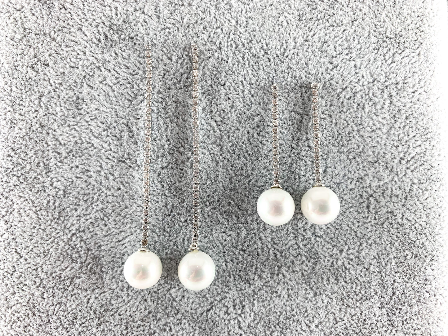 Pendientes colgantes de perlas de diamantes de imitación chapados en oro real de 18 quilates 1 par