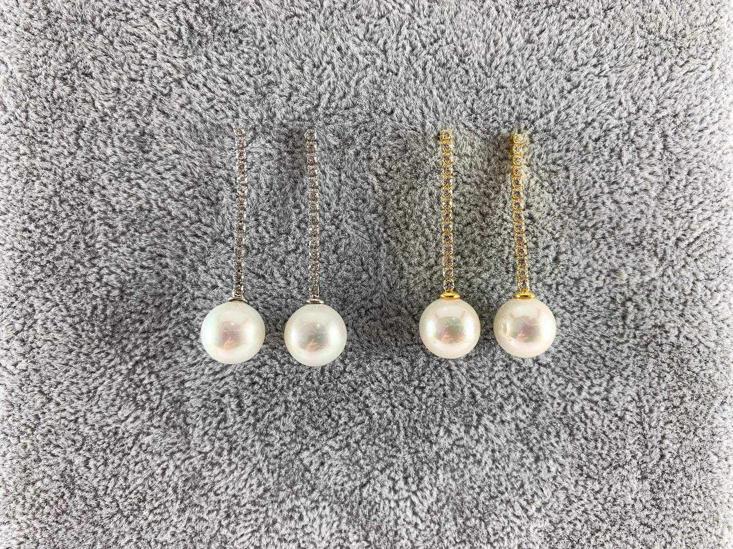 Pendientes colgantes de perlas de diamantes de imitación chapados en oro real de 18 quilates 1 par