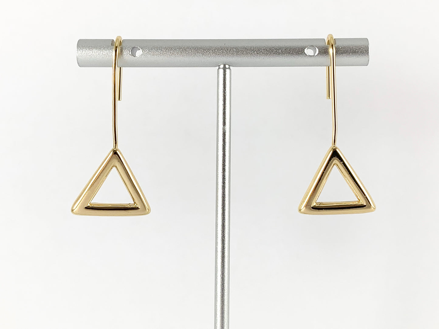 Real 18K Gold Plated Minimalist Triangle Dangle Earrings Over Copper 5PAIRS