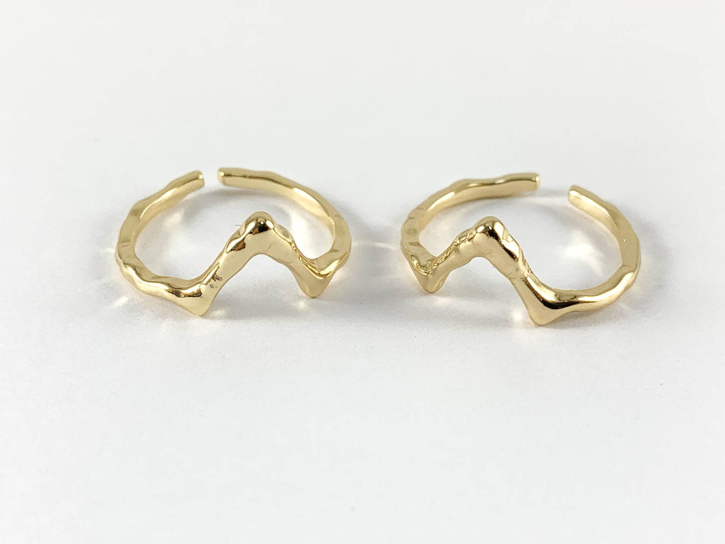 18K Gold Plated Copper Plain V Shape Pointy Dainty Adjustable Ring 6PCS