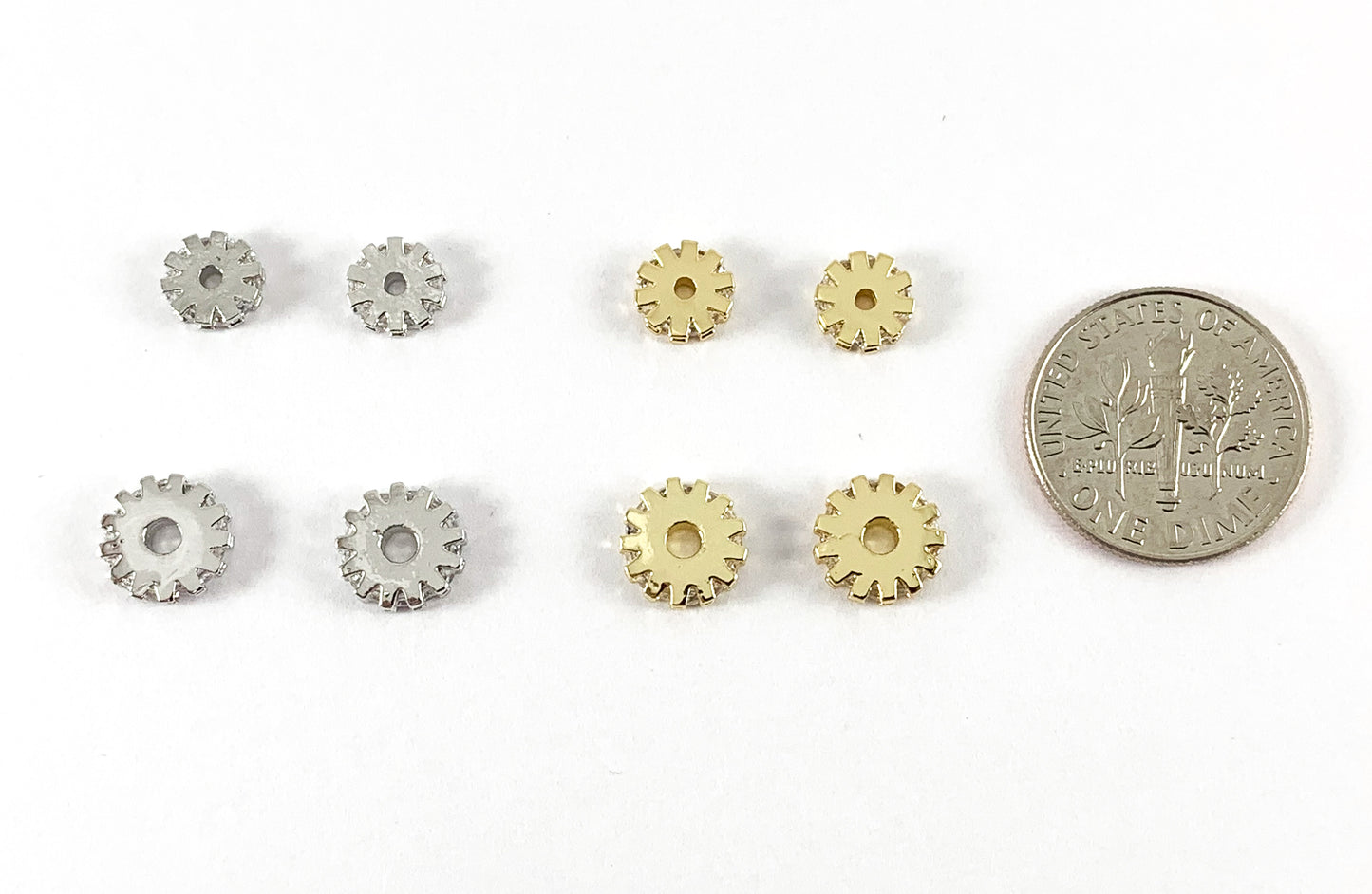 Separadores de diamantes de imitación pavimentados con circonita cúbica chapados en oro/platino de 18 quilates sobre latón, 10 unidades