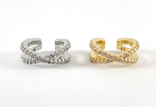 Load image into Gallery viewer, Real Gold 18K/Platinum Plated Copper CZ Pave Double Band Ear Cuffs (No Piercing!!) 4PCS
