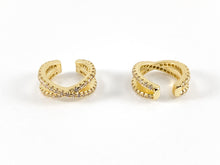 Load image into Gallery viewer, Real Gold 18K/Platinum Plated Copper CZ Pave Double Band Ear Cuffs (No Piercing!!) 4PCS
