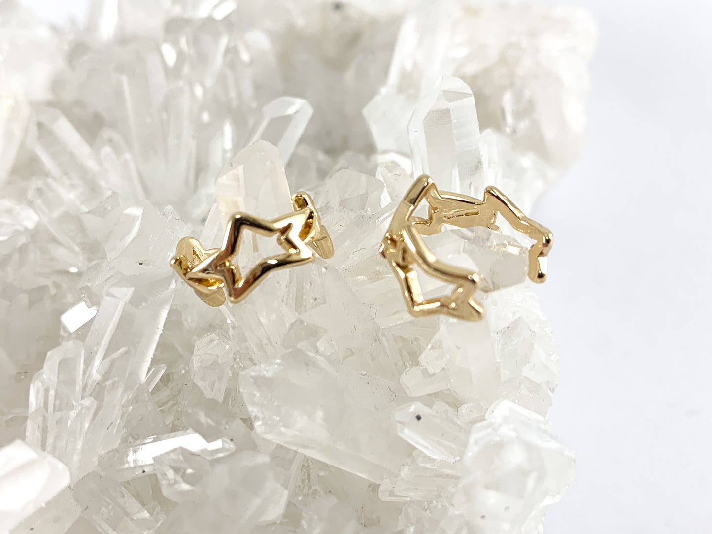 Ear Cuffs de estrellas de latón chapado en oro real de 18 quilates (¡¡sin perforación!!) 8PCS