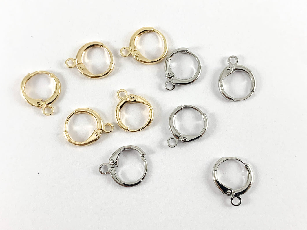 Real Gold 18K Plated Circle Smooth Earring Huggies Component 6 Pairs