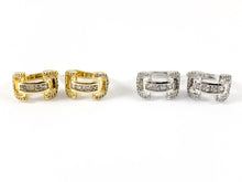 Load image into Gallery viewer, Real Gold 18K/Platinum Plated Micro CZ Pave U Shape Huggies Earrings Over Brass 3PAIRS
