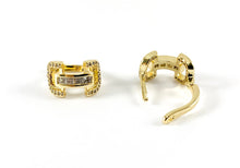 Load image into Gallery viewer, Real Gold 18K/Platinum Plated Micro CZ Pave U Shape Huggies Earrings Over Brass 3PAIRS
