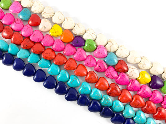 Valentine's Day Heart Shape Howlite Beads 15"