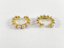 Load image into Gallery viewer, Real Gold 18K Plated Brass Glass Pearl Ear Cuffs (No Piercing!!) 10PCS
