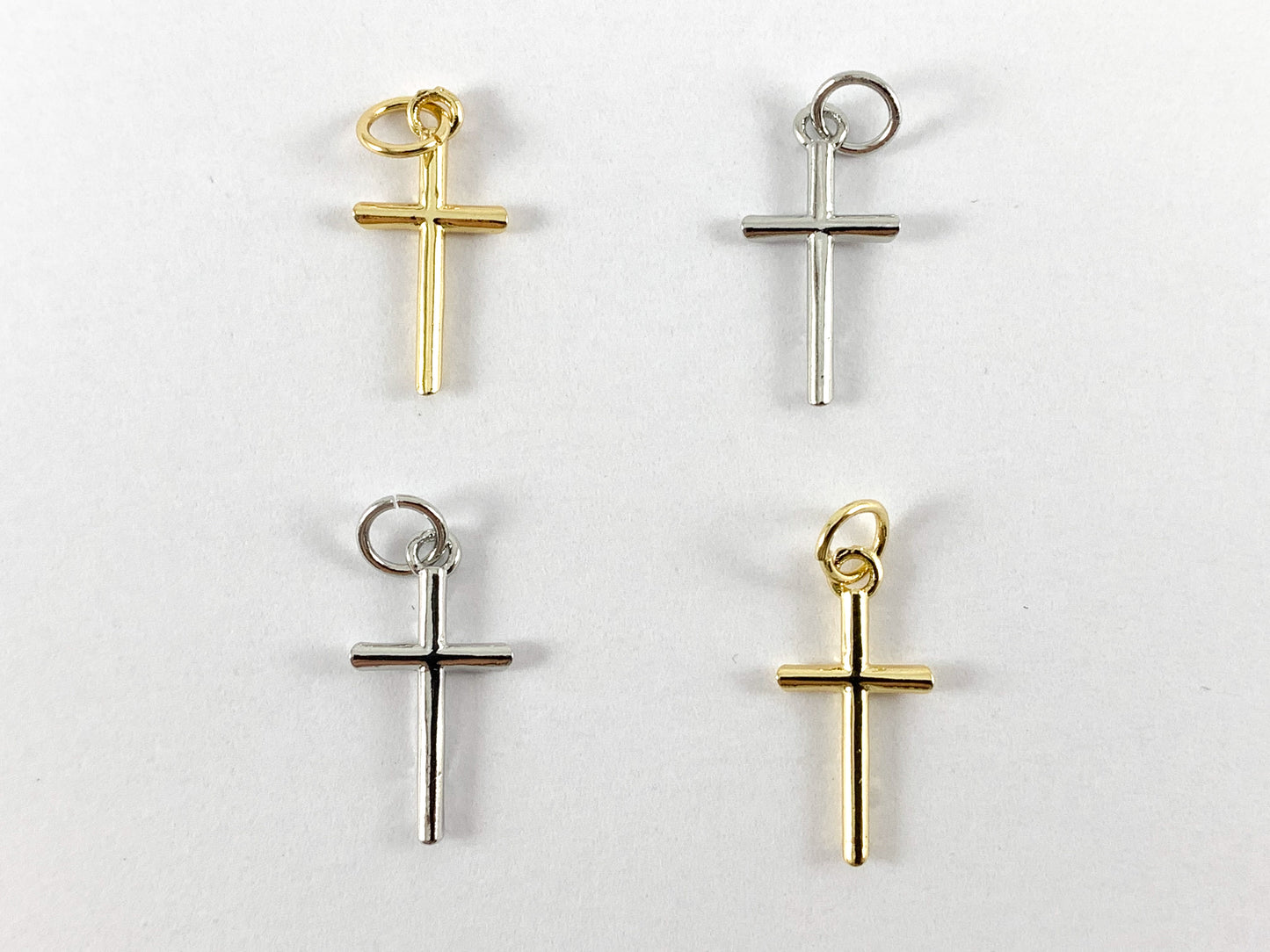 Real Gold 18K/Platinum Plated Cross Charm Over Brass 10PCS