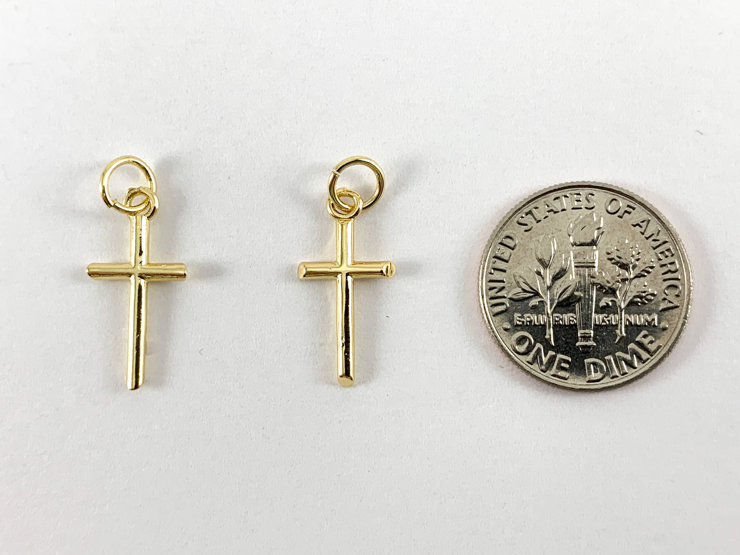 Real Gold 18K/Platinum Plated Cross Charm Over Brass 10PCS