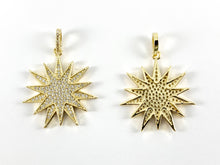 Load image into Gallery viewer, Real 18K Gold/Antique Silver Plated Micro CZ Pave Star Burst Pendant Charm Over Brass 3PCS
