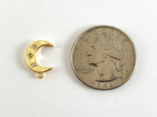 Load image into Gallery viewer, Real Gold 18K Plated Micro CZ Moon Crescent/Star Burst Pave Charm Over Brass 10PCS
