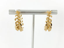 Load image into Gallery viewer, Real 18K Gold Plated Tree Branch Leaf Earring Hoop Component Over Copper 3PAIRS
